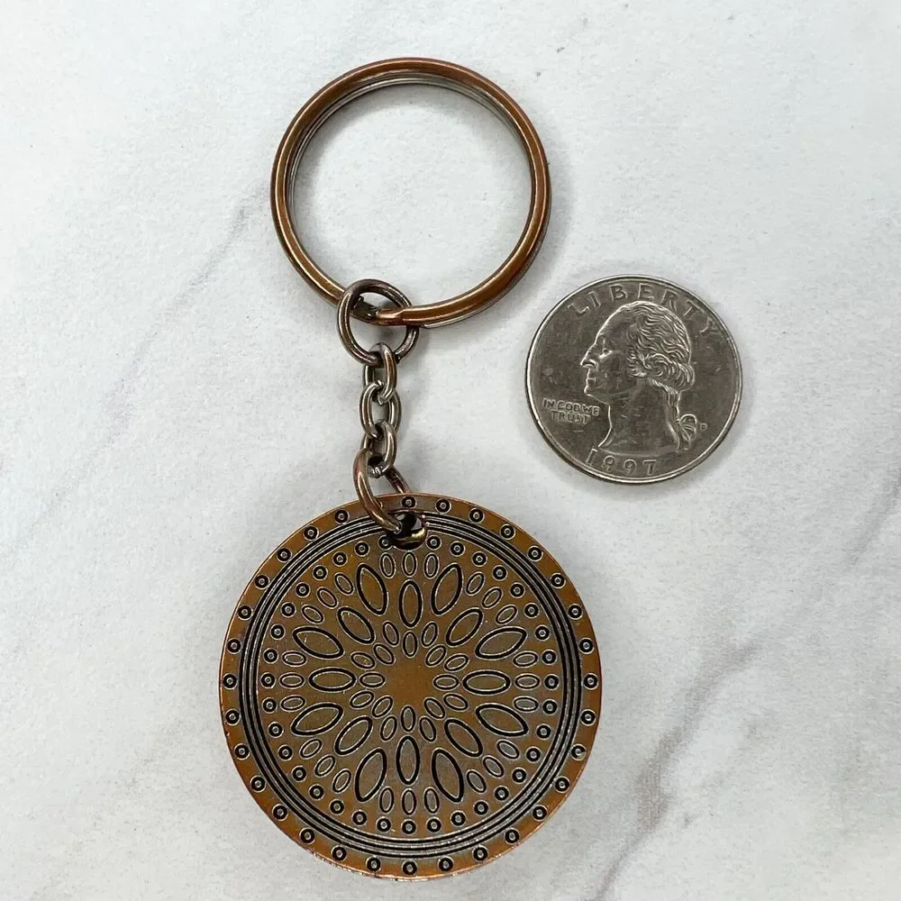 Silver and Gold Tone Metal Love Heart Keychain Keyring